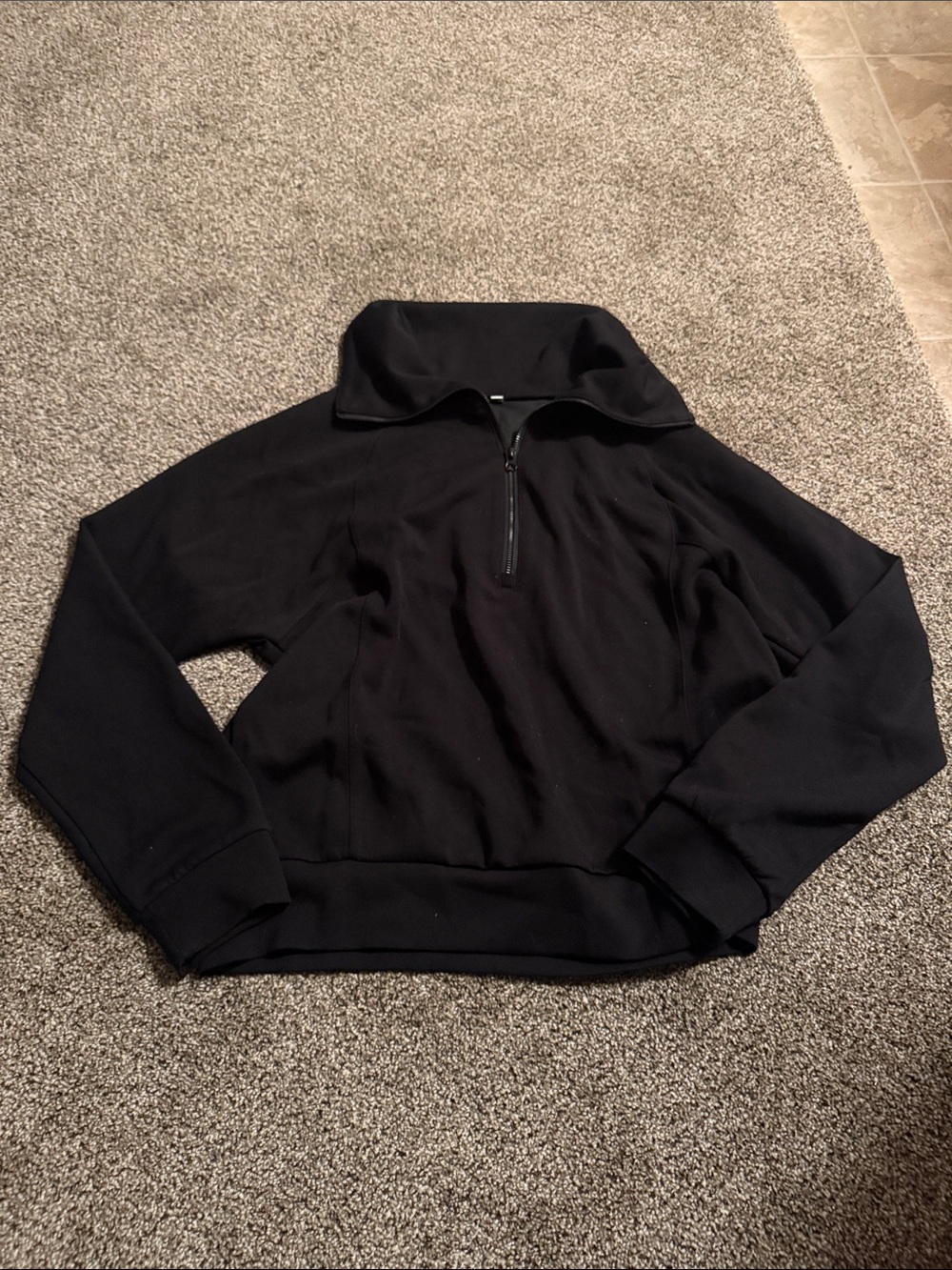 Women's Black Quarter-Zip Pullover Sweater Size M